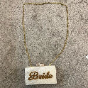 Bride clutch/ handbag with optional gold chain